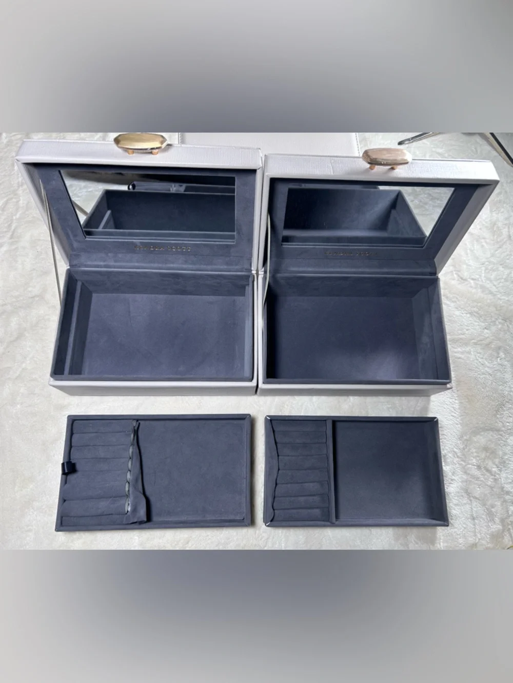 2 NEW Kendra Scott Gray Faux Leather Jewelry Boxes *with Defects*